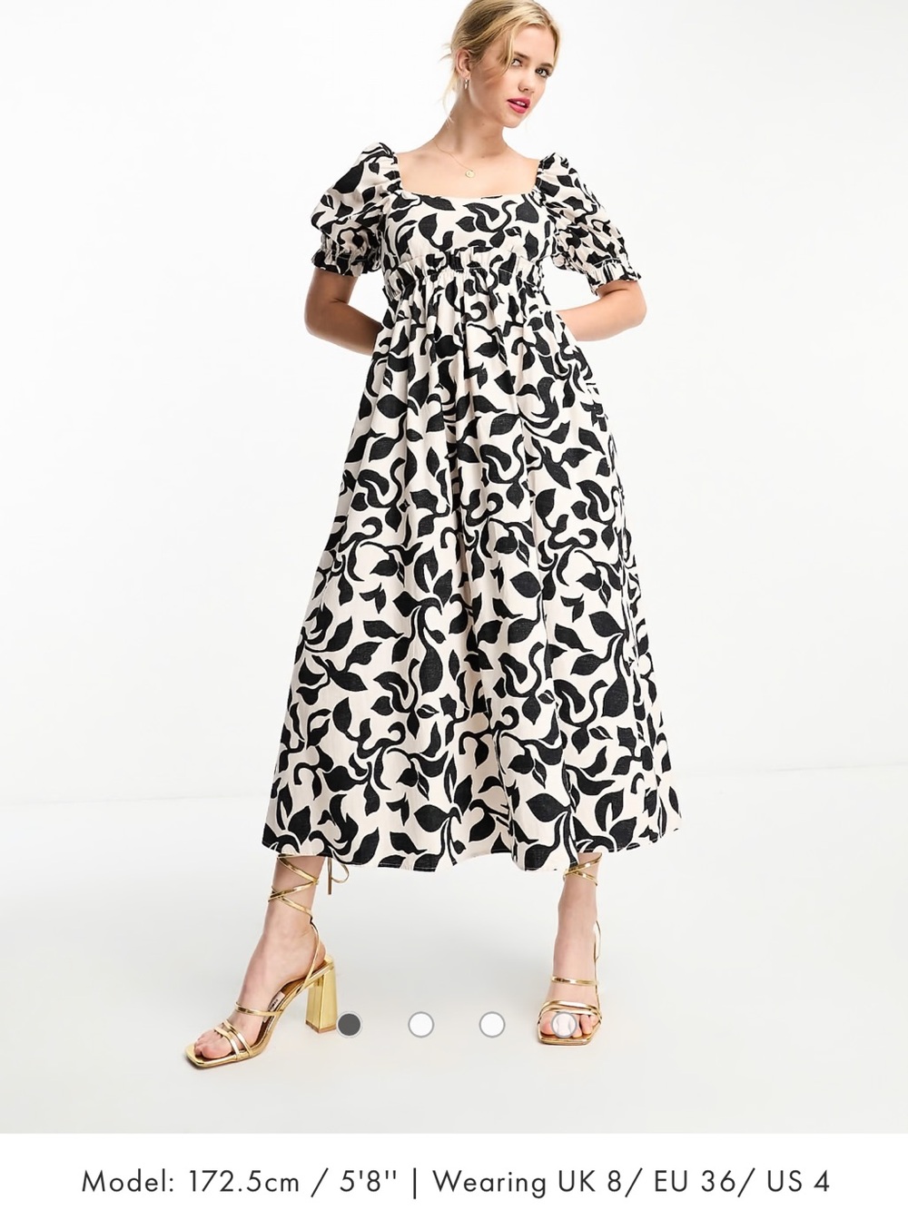 Nobody's Child Ginger babydoll midi dress in abstract print 100% cotton, EUC